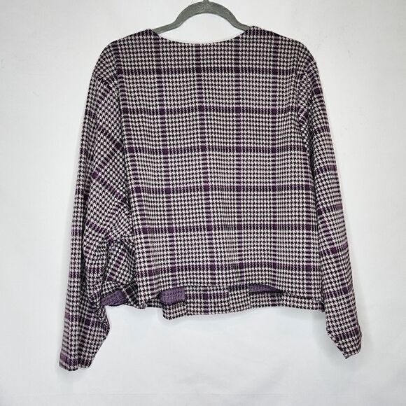 6X 30W Torrid Purple Herringbone Crop Jacket Blazer Collarless 90s Stretch Plaid - Picture 6 of 7